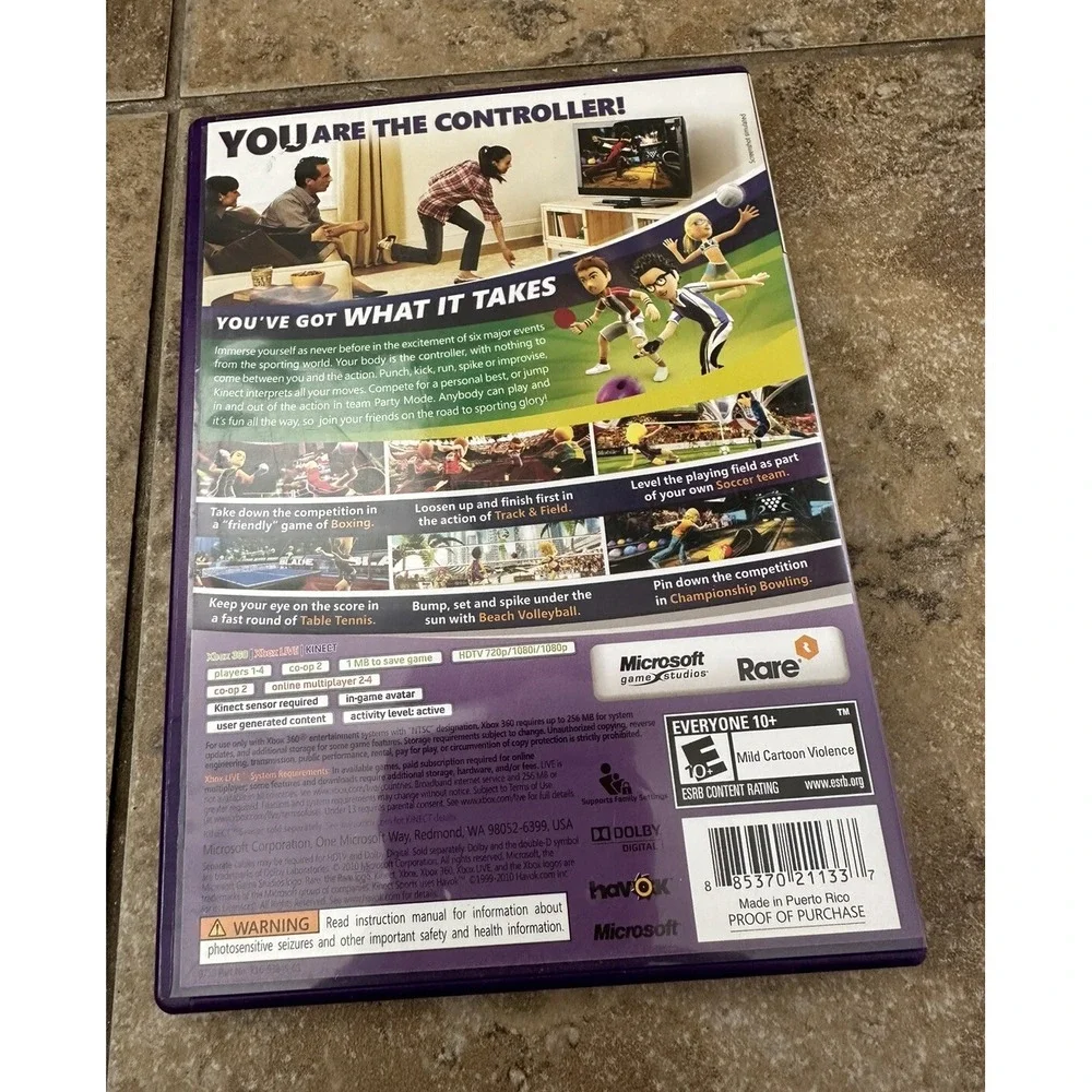 Kinect Sports (Xbox 360, 2010) With Manuel